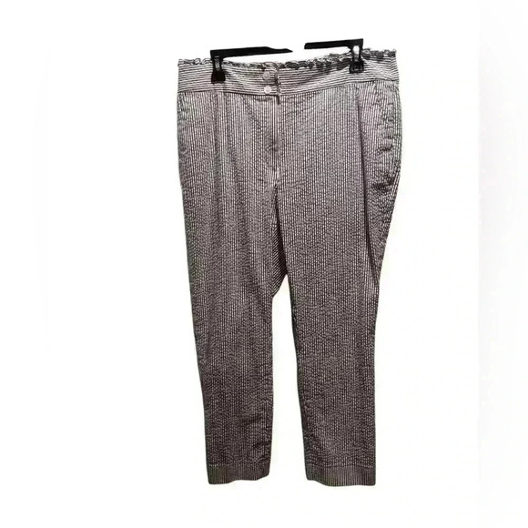 Brooks Brothers Womens Size 12 Blue and White Stripe Seersucker Ankle pants - Picture 1 of 5